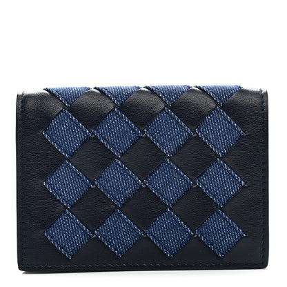 Bottega Veneta Nappa Denim Intrecciato Business Card Case Abyss Indigo 1 of 6