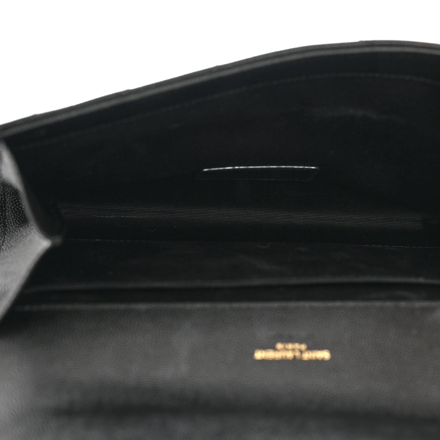 Grain De Poudre Matelasse Chevron Monogram Envelope Clutch Black