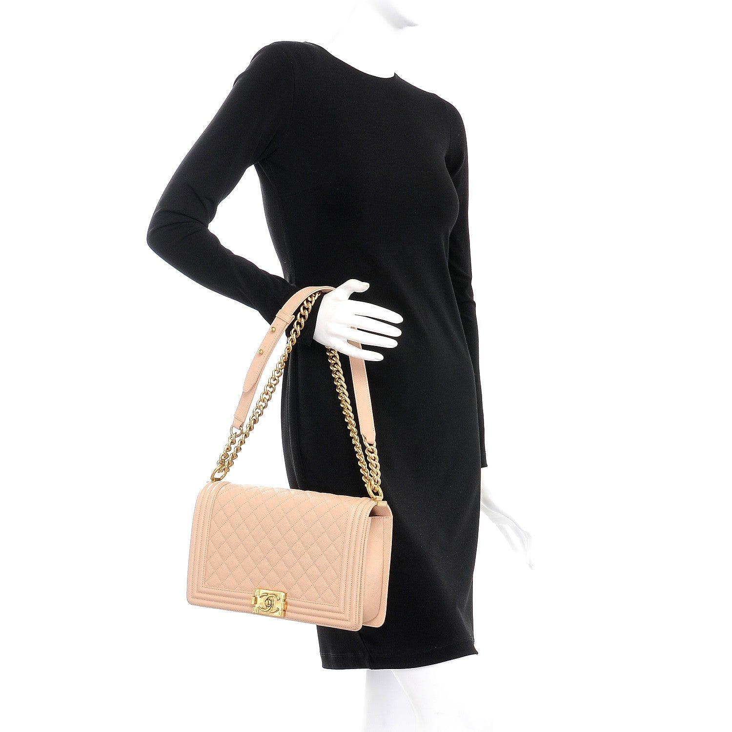Chanel Caviar Quilted New Medium Boy Flap Light Beige 3 of 13