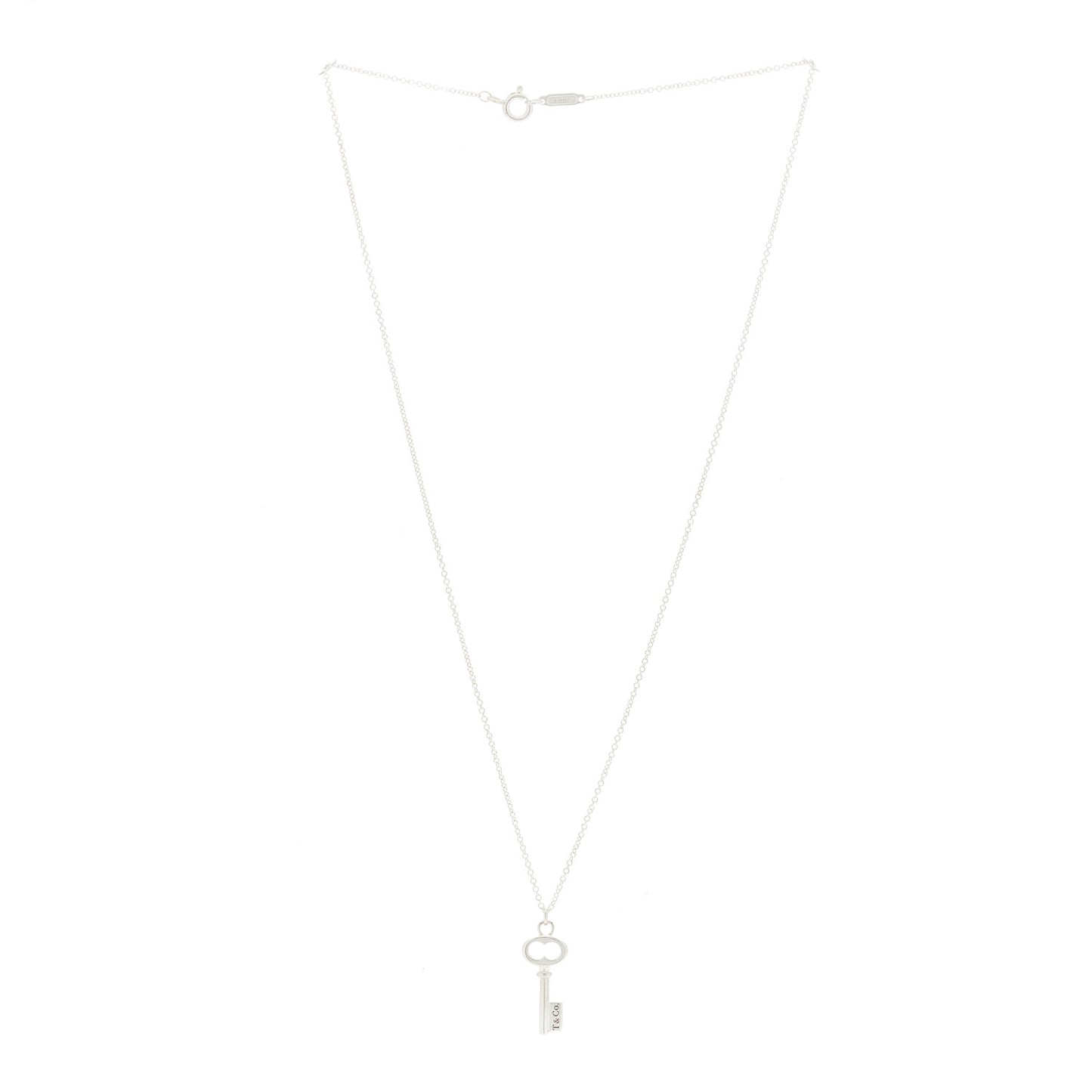 Sterling Silver Mini Oval Key Pendant Necklace