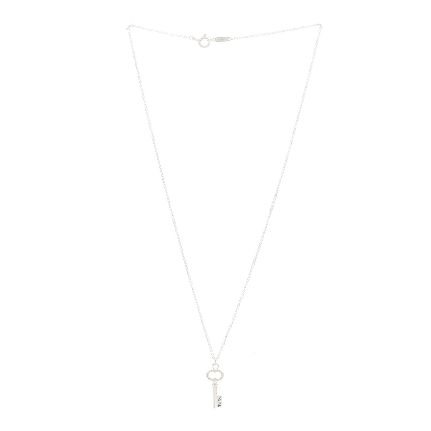 Tiffany Sterling Silver Mini Oval Key Pendant Necklace 2 of 6