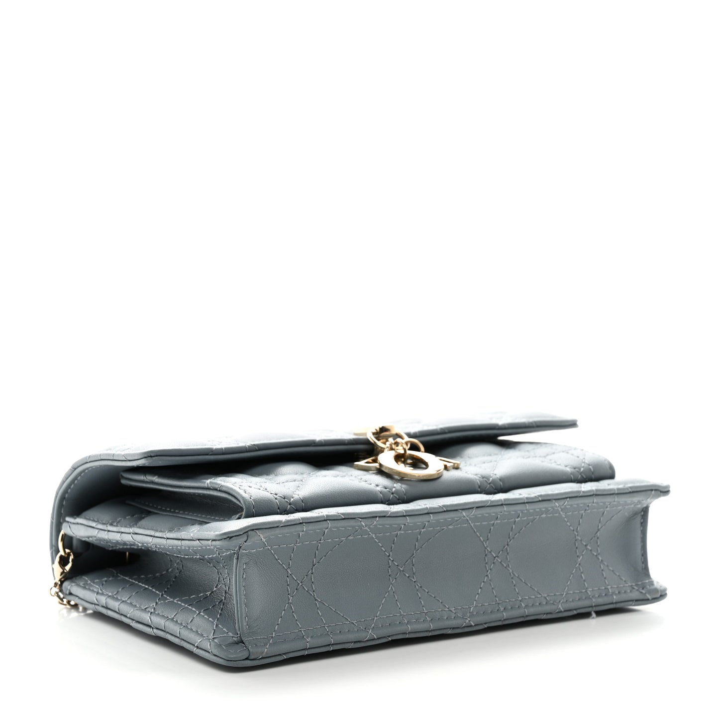 Lambskin Cannage Lady Dior Chain Pouch Cloud Blue