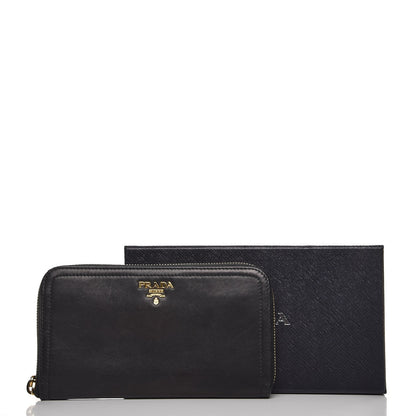 Prada Soft Calf Zip Around Wallet Nero Black 8 of 8