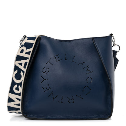 Stella McCartney Eco Alter Nappa Perforated Logo Mini Crossbody Navy 1 of 9