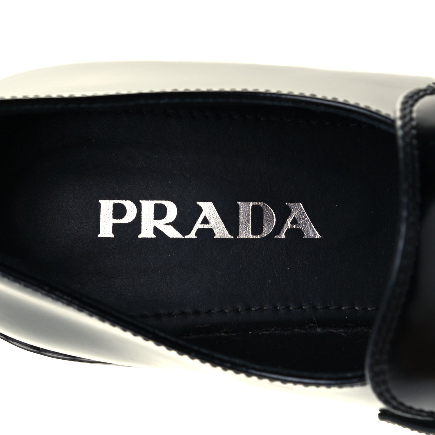 Prada Spazzolato Metal Triangle Logo 50mm Loafers 38.5 Black 9 of 11