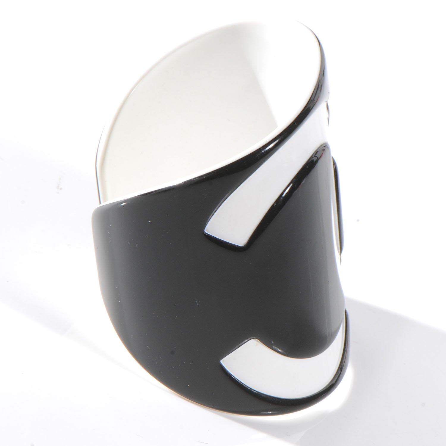 Chanel Resin CC Cuff Black White 5 of 6