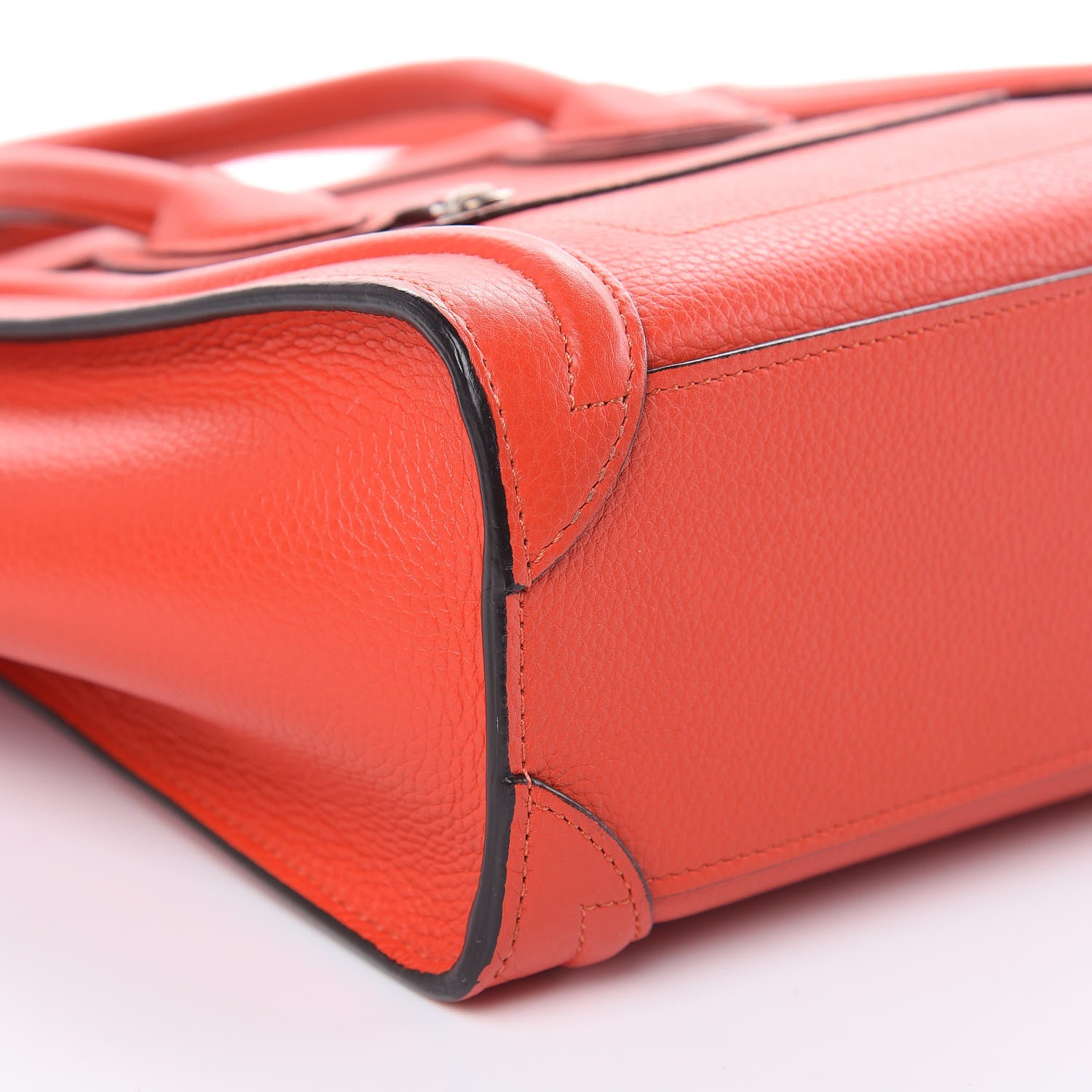 Celine Drummed Calfskin Nano Luggage Vermillion 8 of 12