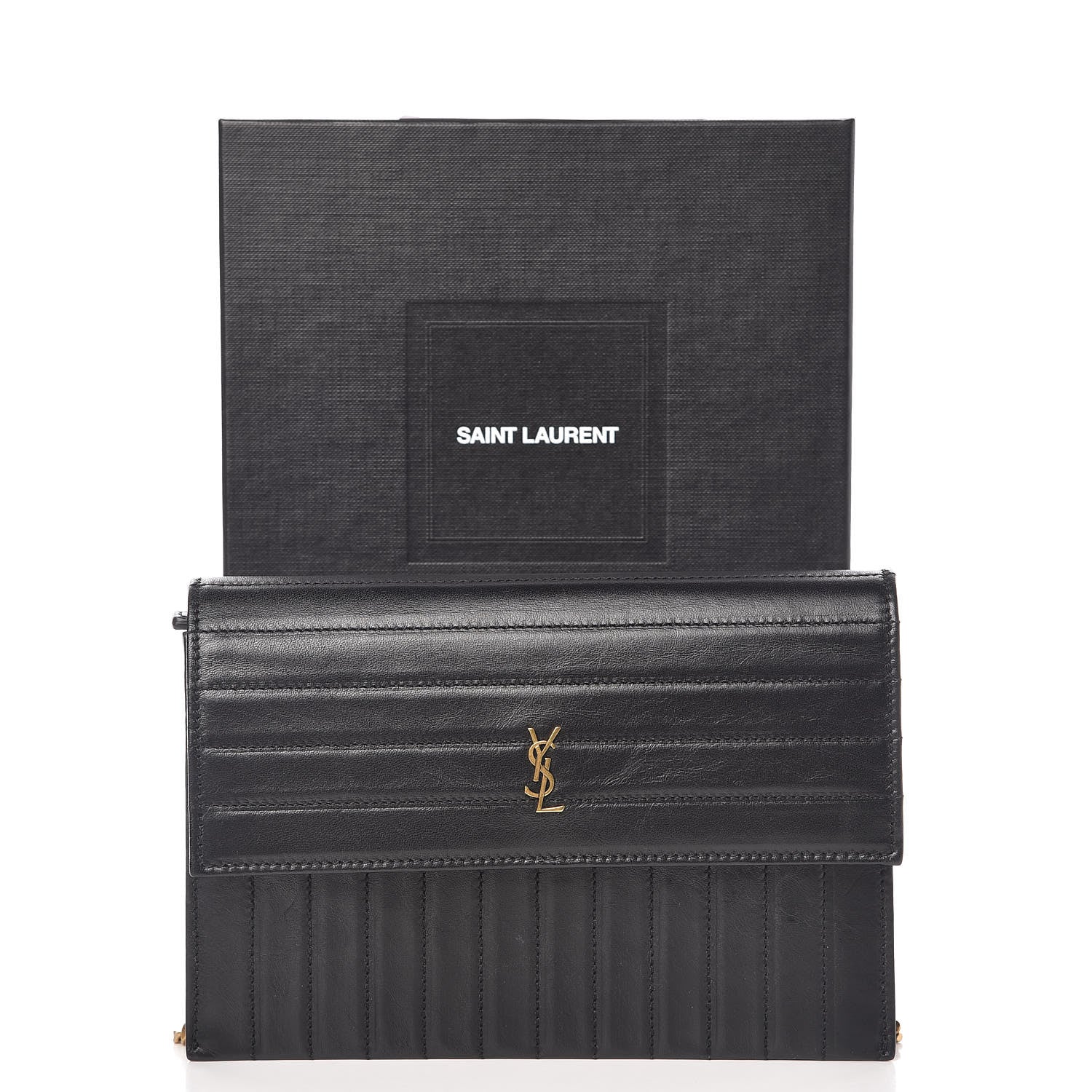 Saint Laurent Calfskin Matelasse Victoire Chain Wallet Black 10 of 10
