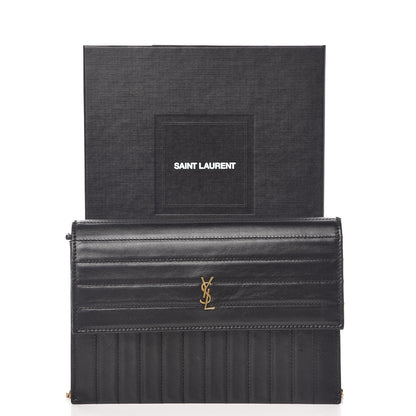 Saint Laurent Calfskin Matelasse Victoire Chain Wallet Black 10 of 10