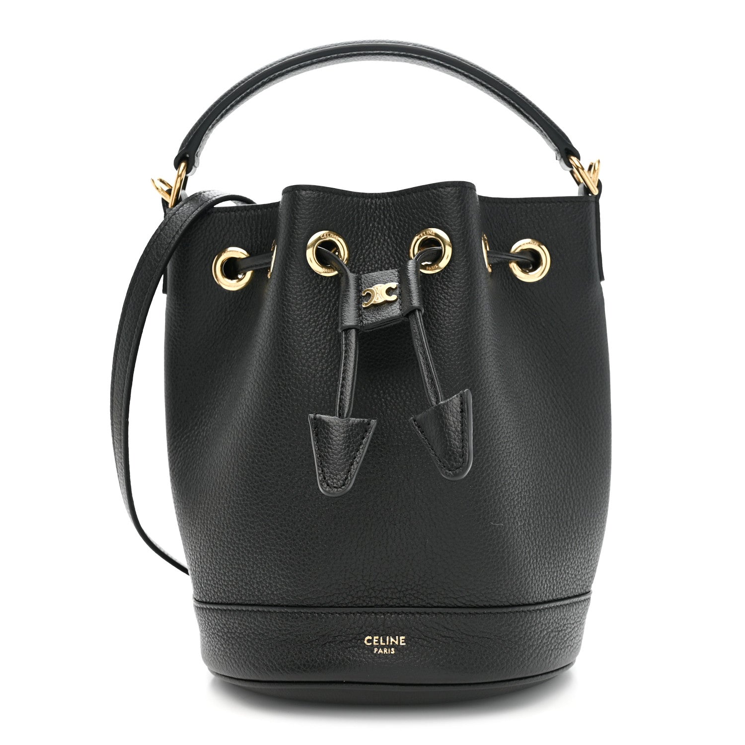 Celine Supple Calfskin Teen Clara Drawstring Bucket Bag Black 1 of 10