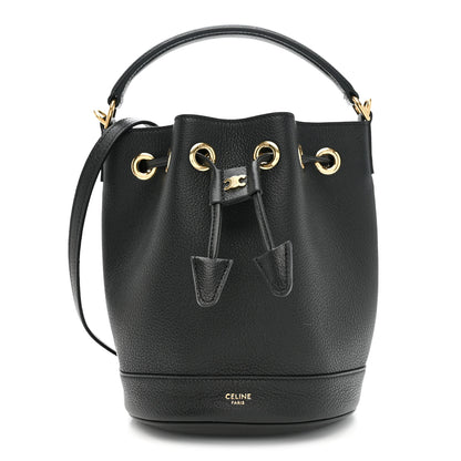 Celine Supple Calfskin Teen Clara Drawstring Bucket Bag Black 1 of 10