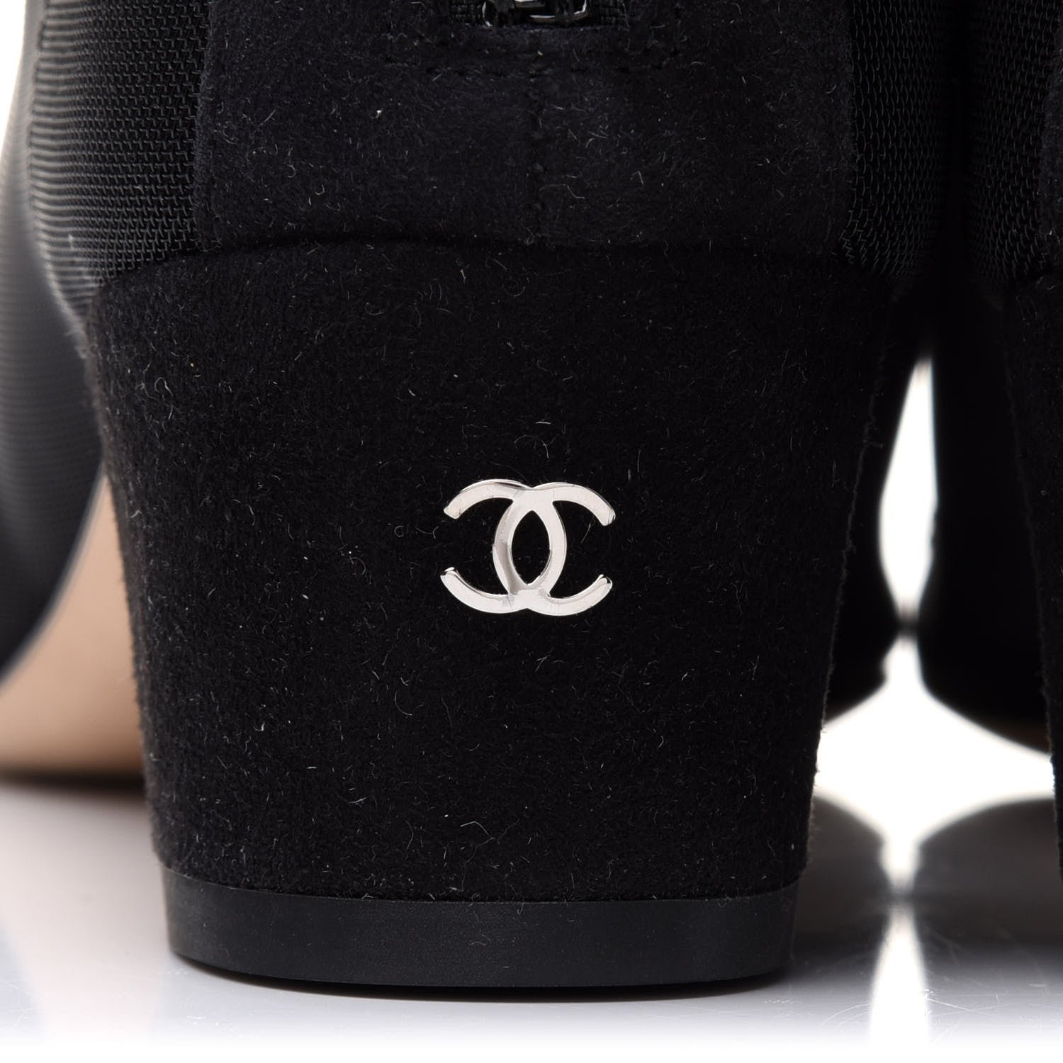 Chanel Mesh Suede Cap Toe Embellished Short Boots 37 Black 11 of 12