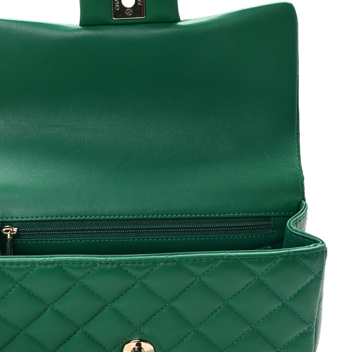 Chanel Lambskin Quilted Mini Top Handle Rectangular Flap Green 13 of 13