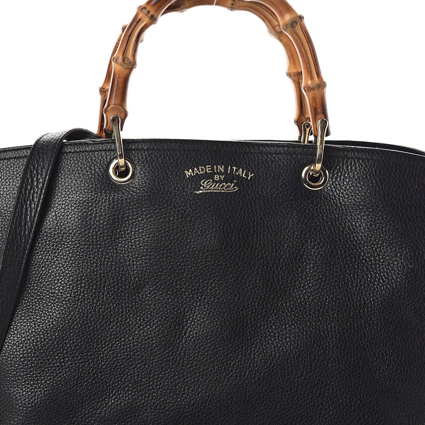 Calfskin Large Bamboo Shopper Tote Black