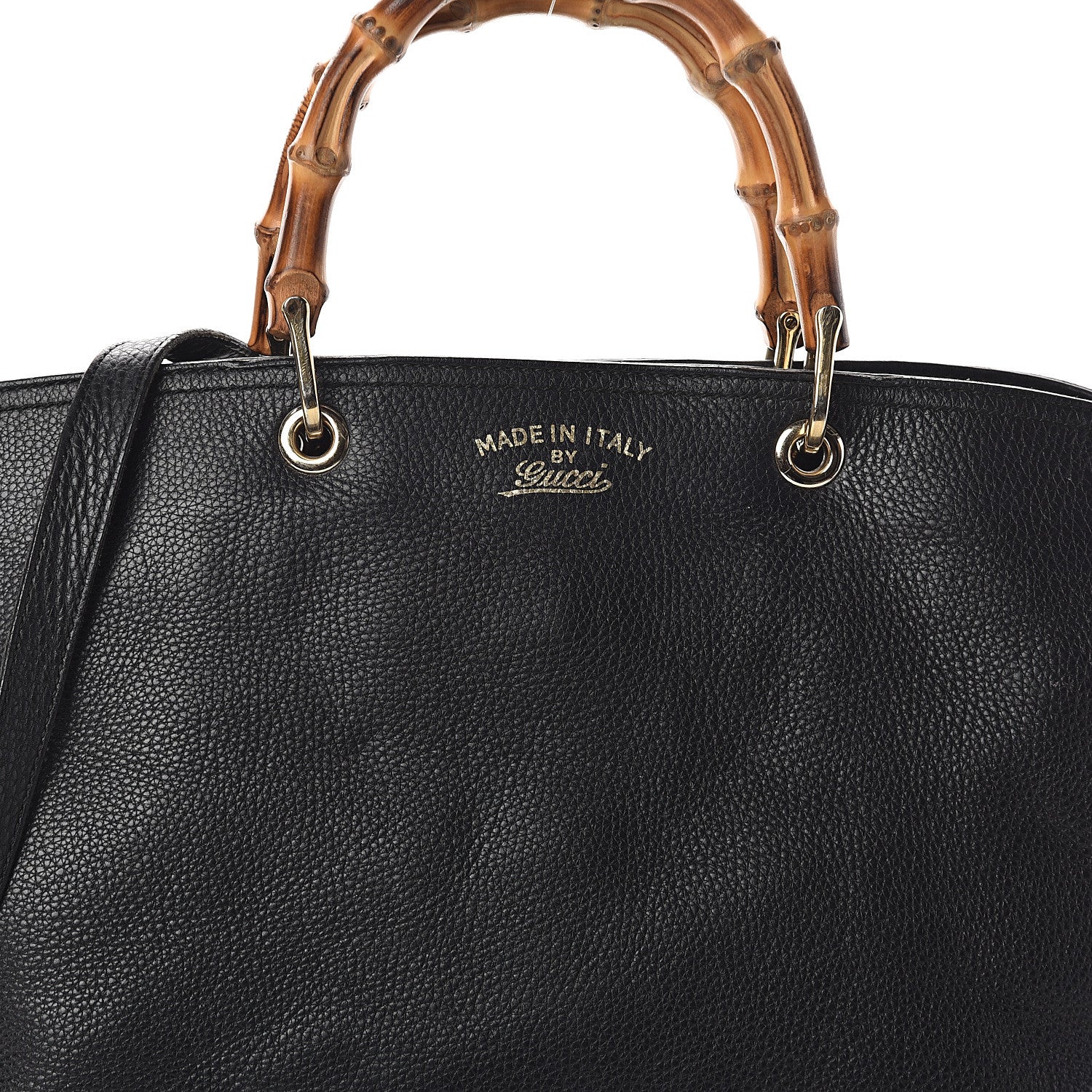 Gucci Calfskin Large Bamboo Shopper Tote Black 6 of 9