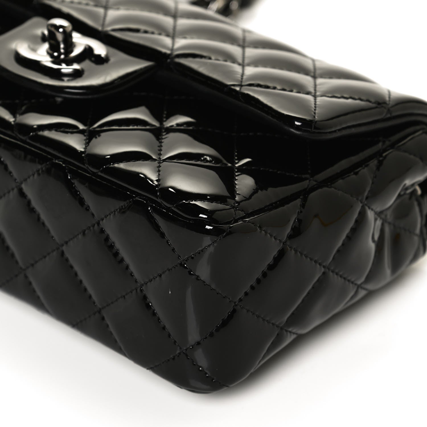 Chanel Patent Calfskin Quilted Mini Rectangular Flap Black 11 of 12
