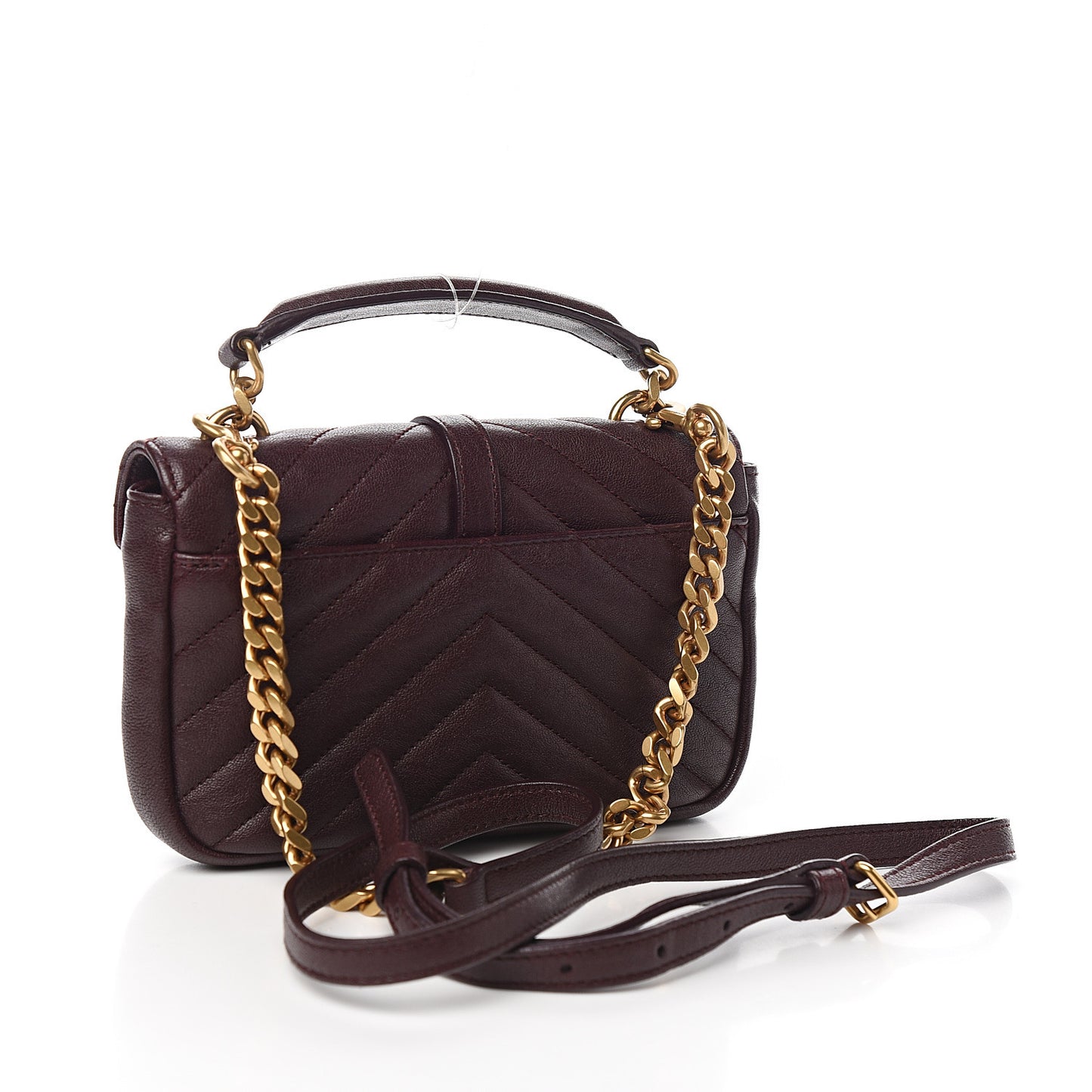 Sheepskin Matelasse Chevron Monogram College Chain Wallet Amaranto