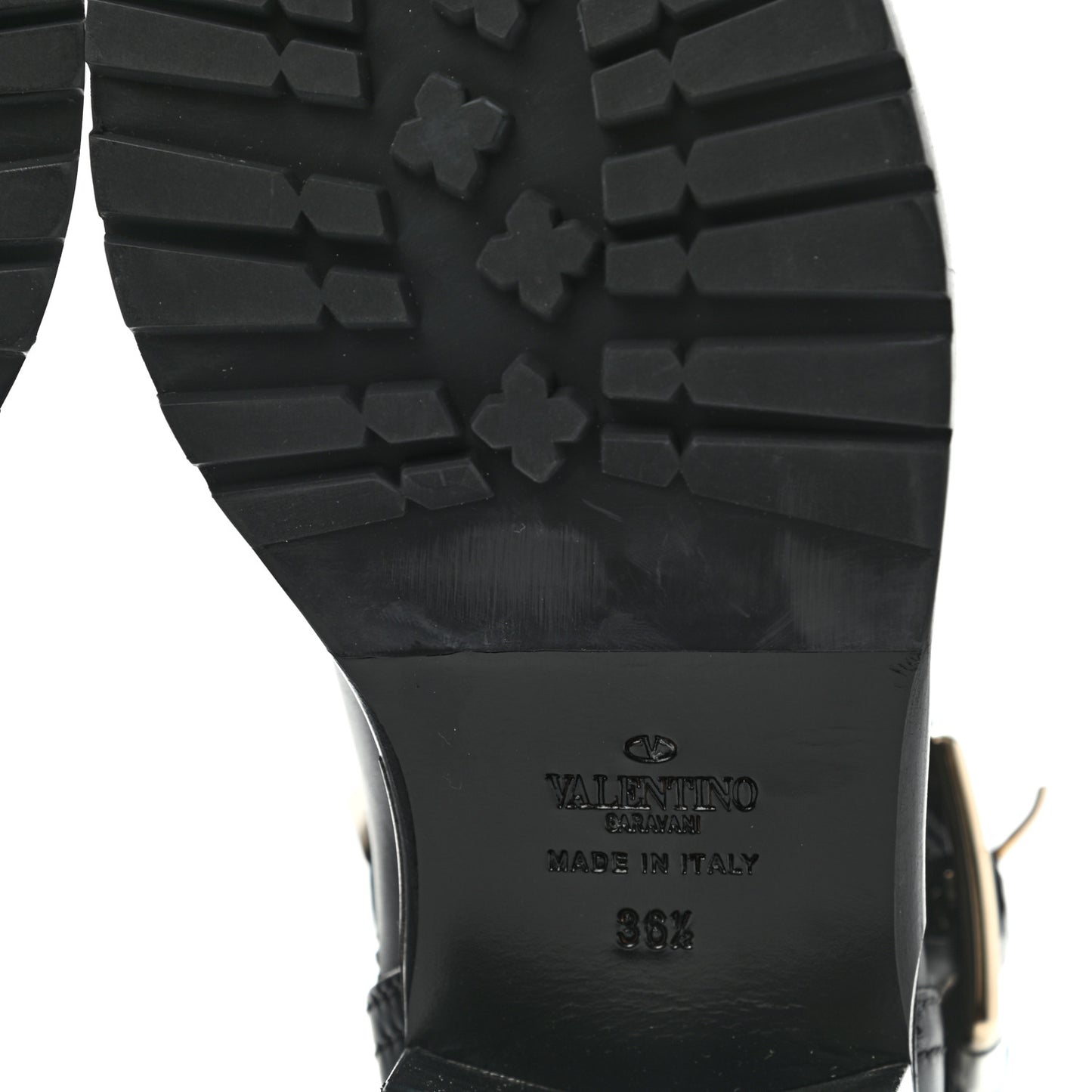 Calfskin Lock Studded 30mm Biker Boots 36.5 Black