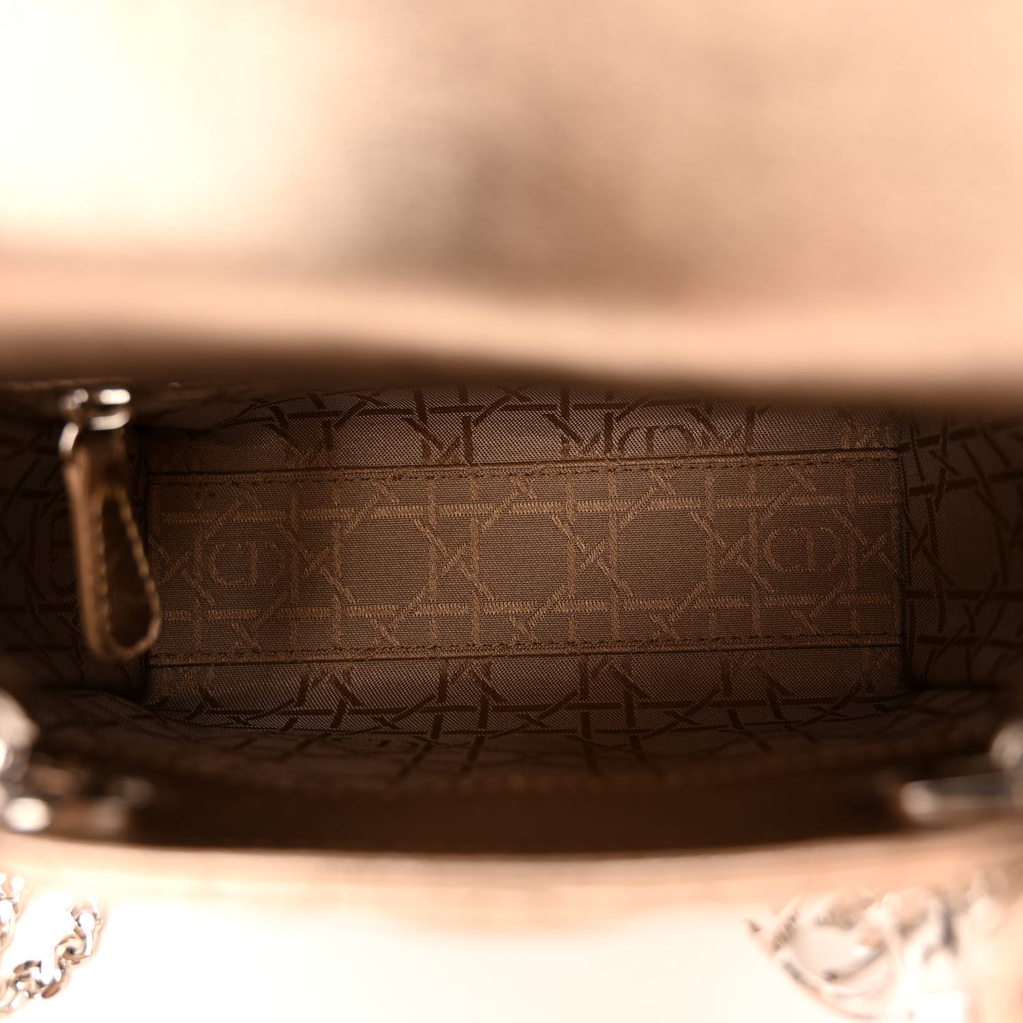 Metallic Lambskin Cannage Mini Lady Dior Gold