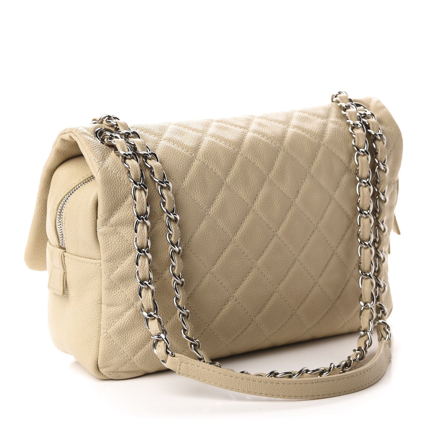 Caviar Quilted Jumbo Easy Flap Beige