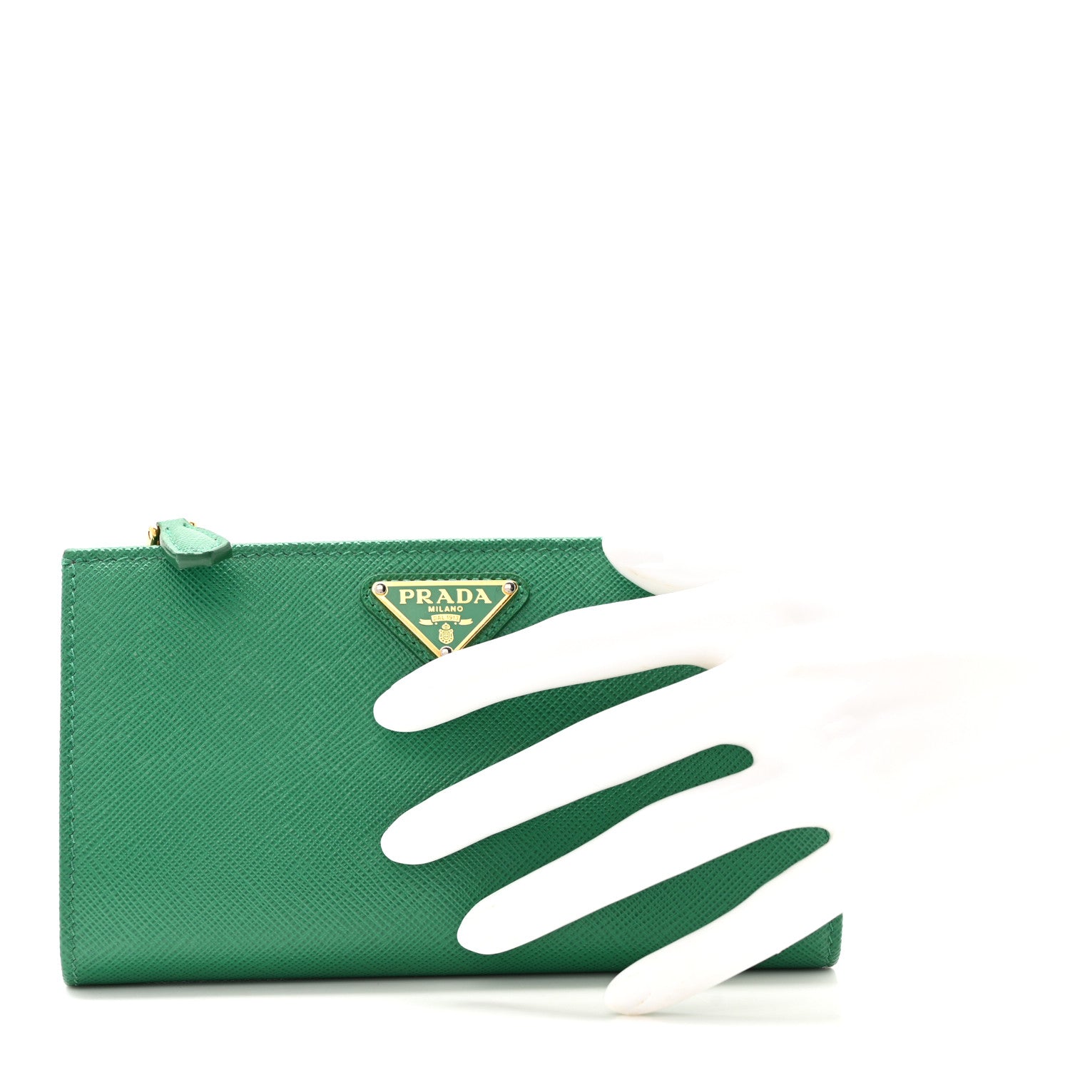 Prada Saffiano Triangle Continental Zip Wallet Mango 2 of 11