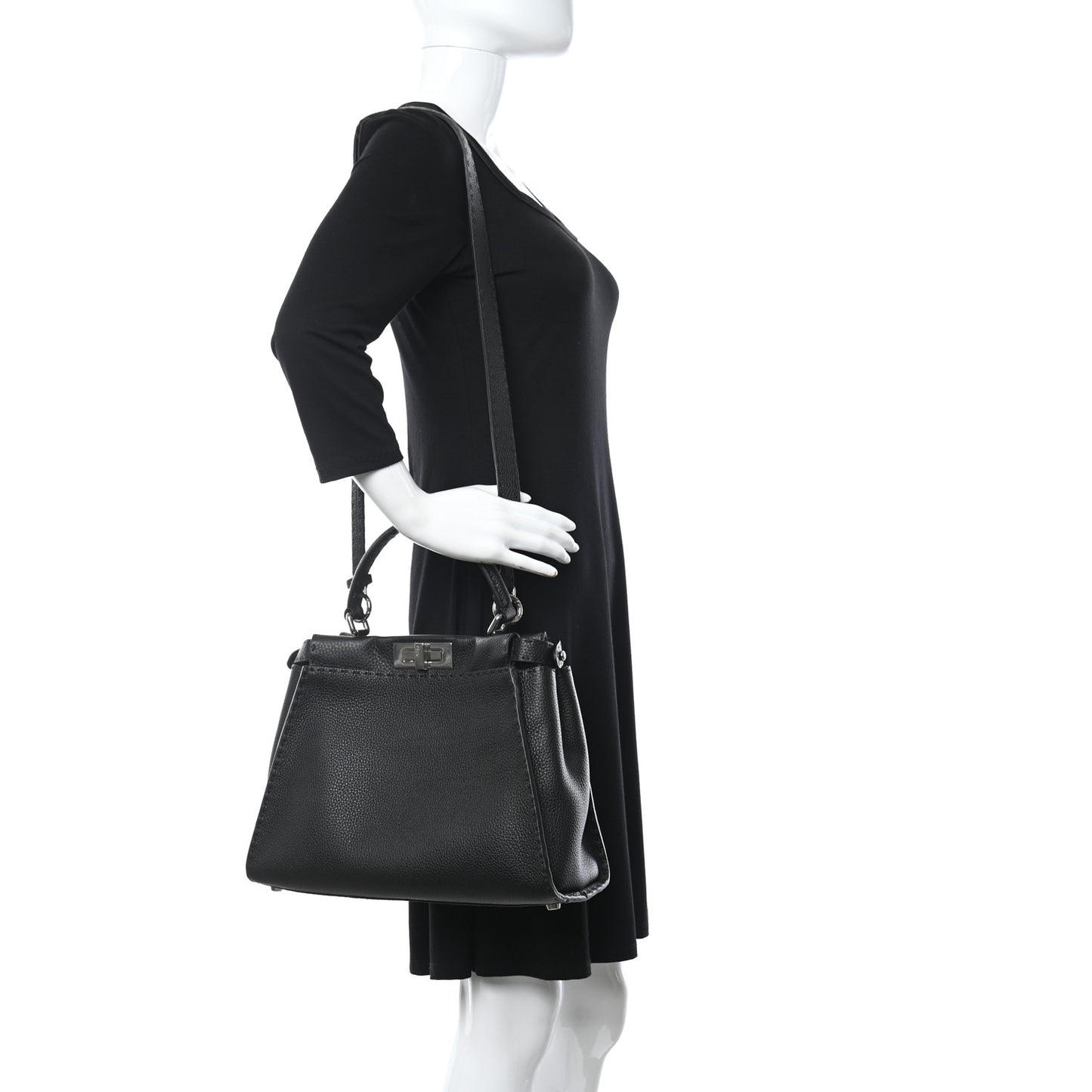 Cuoio Romano Selleria Bi-Color Medium Peekaboo Iconic Satchel Black Mou