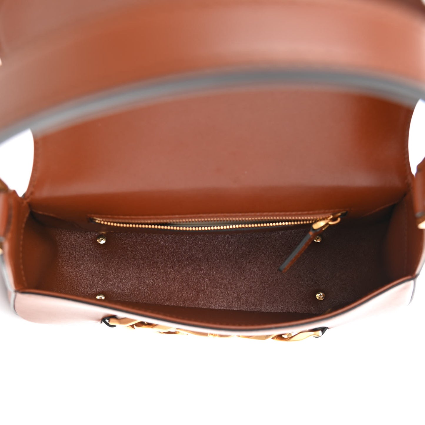 Smooth Calfskin VLogo Chain Shoulder Bag Saddle Brown