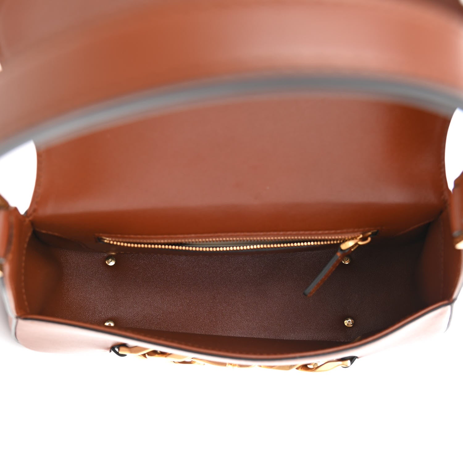 Valentino Garavani Smooth Calfskin VLogo Chain Shoulder Bag Saddle Brown 5 of 7