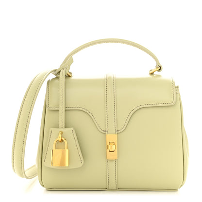Celine Satinated Calfskin Mini 16 Top Handle Bag Almond Green 1 of 12