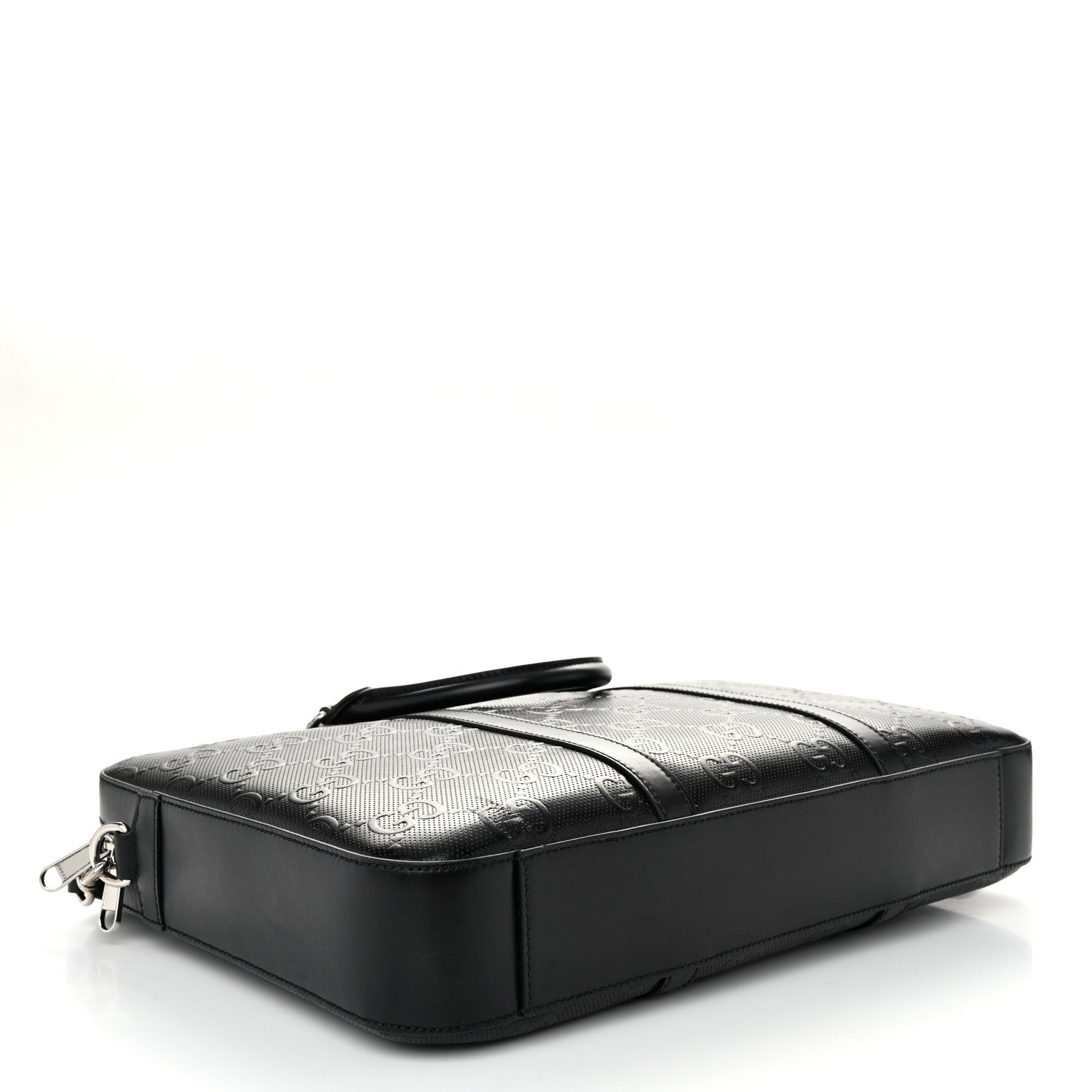 Gucci Calfskin GG Tennis Embossed Briefcase Black 4 of 10