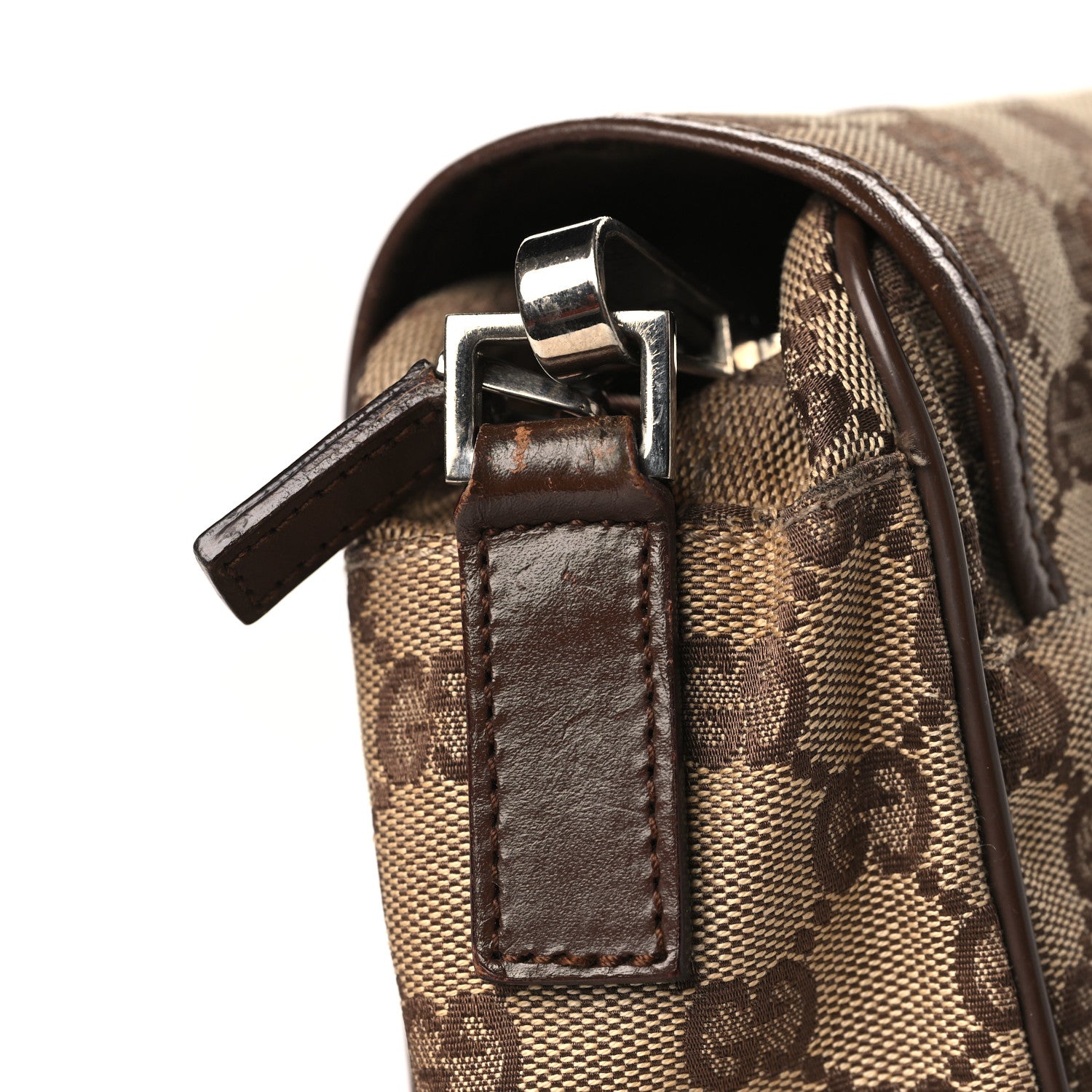 Gucci Monogram Flap Pocket Messenger Bag Beige Dark Brown 11 of 12
