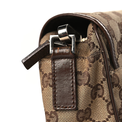 Gucci Monogram Flap Pocket Messenger Bag Beige Dark Brown 11 of 12