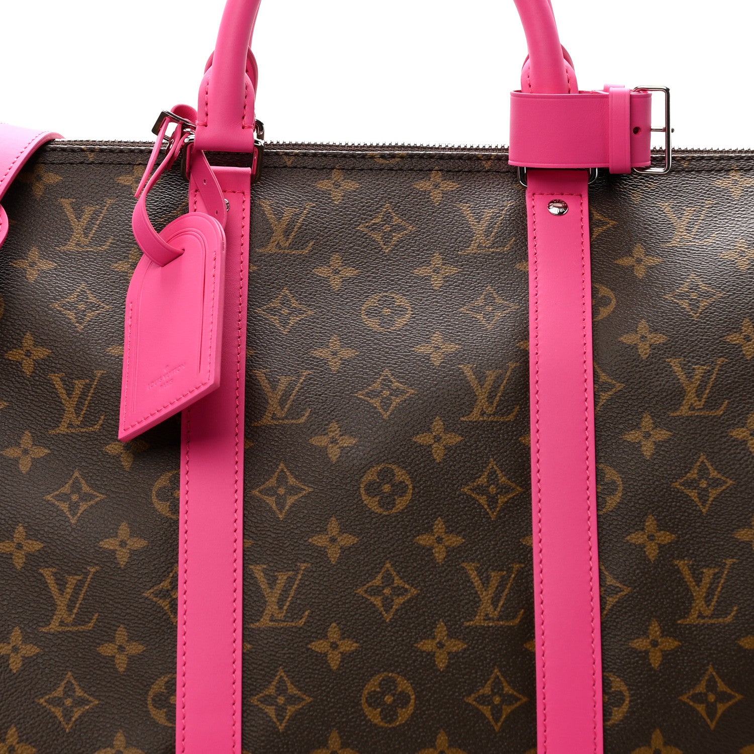 Louis Vuitton Monogram Macassar Keepall Bandouliere 50 Fuchsia