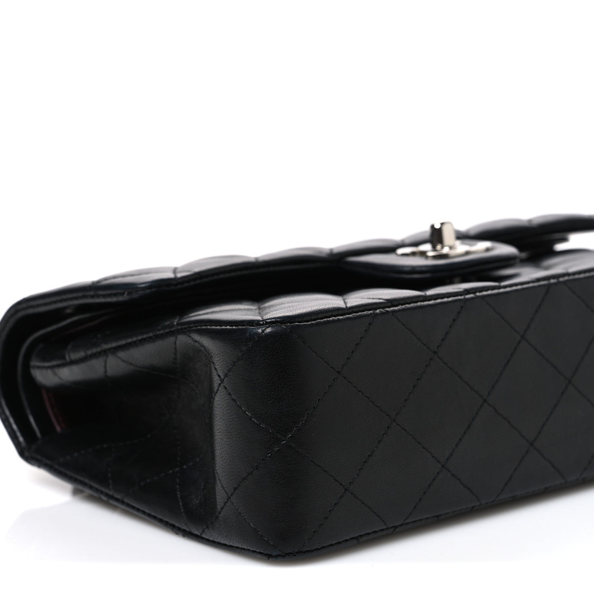 Lambskin Quilted Small Double Flap Black