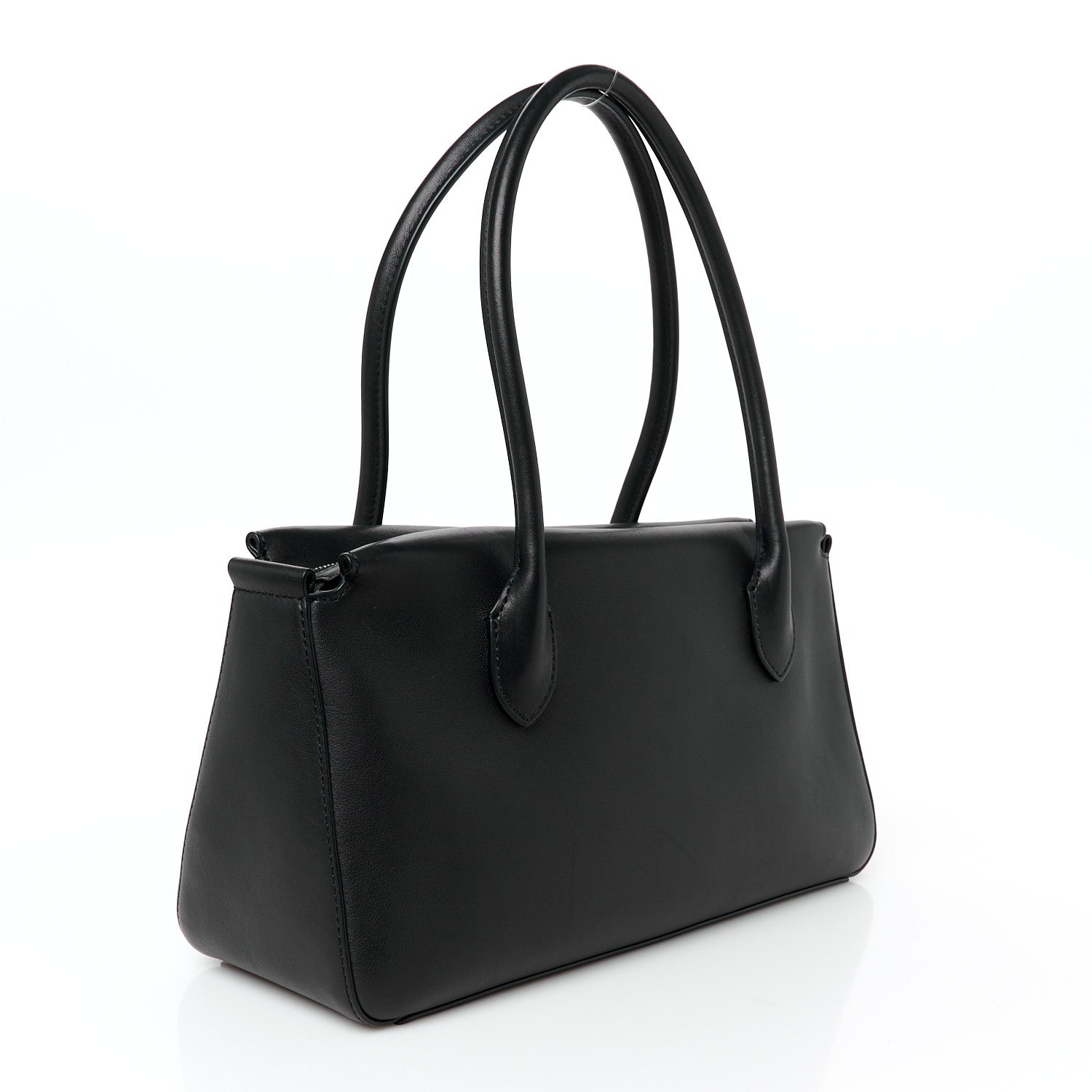 The Row Polished Saddle Calfskin E/W Top Handle Bag Black 3 of 10