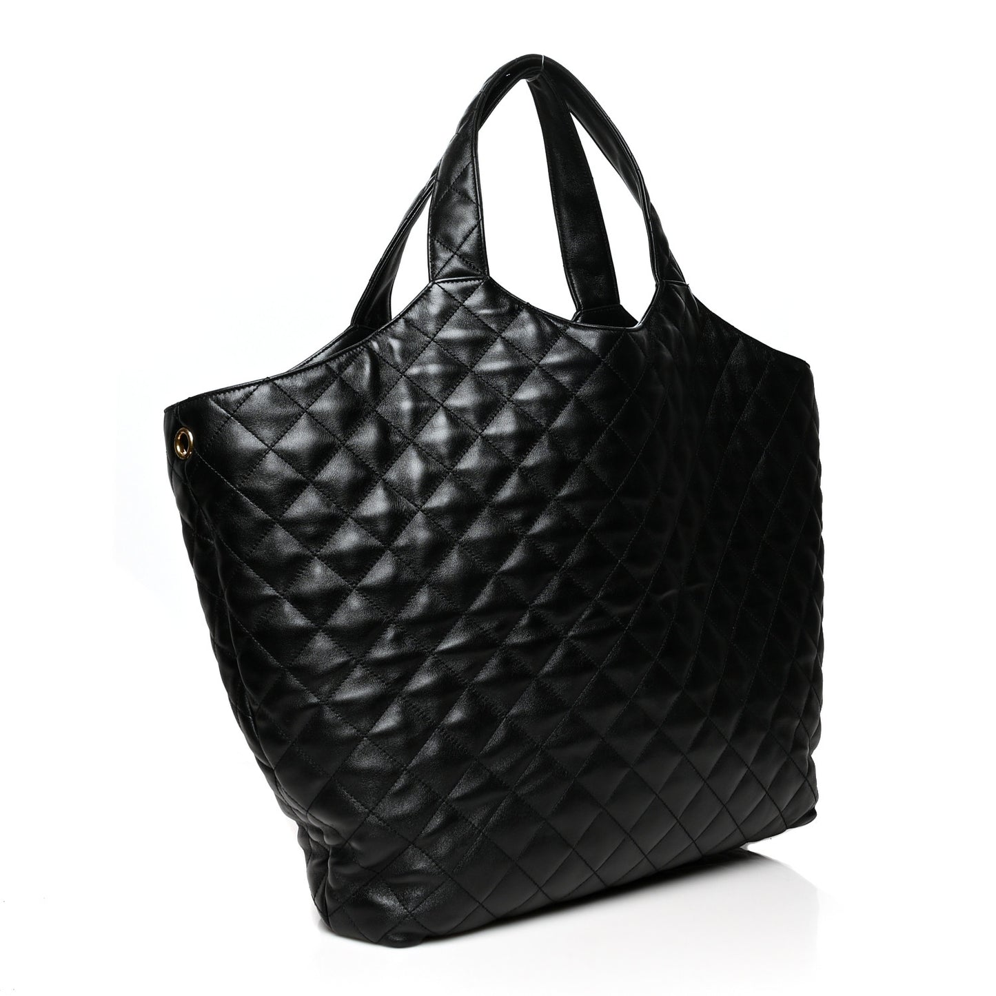 Lambskin Quilted Maxi Icare Shopping Tote Black