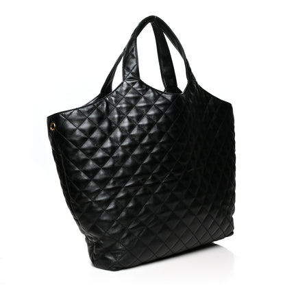 Saint Laurent Lambskin Quilted Maxi Icare Shopping Tote Black 4 of 20