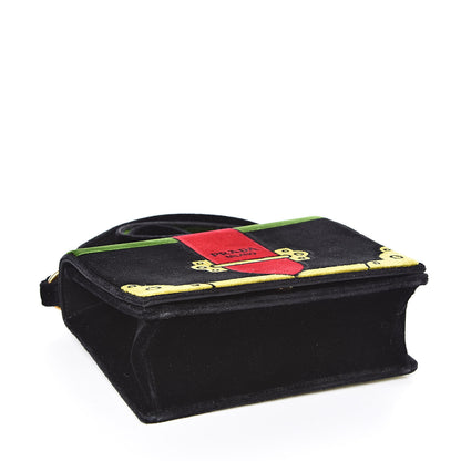 Prada Velluto Ricamo Cahier Shoulder Bag Black 4 of 8