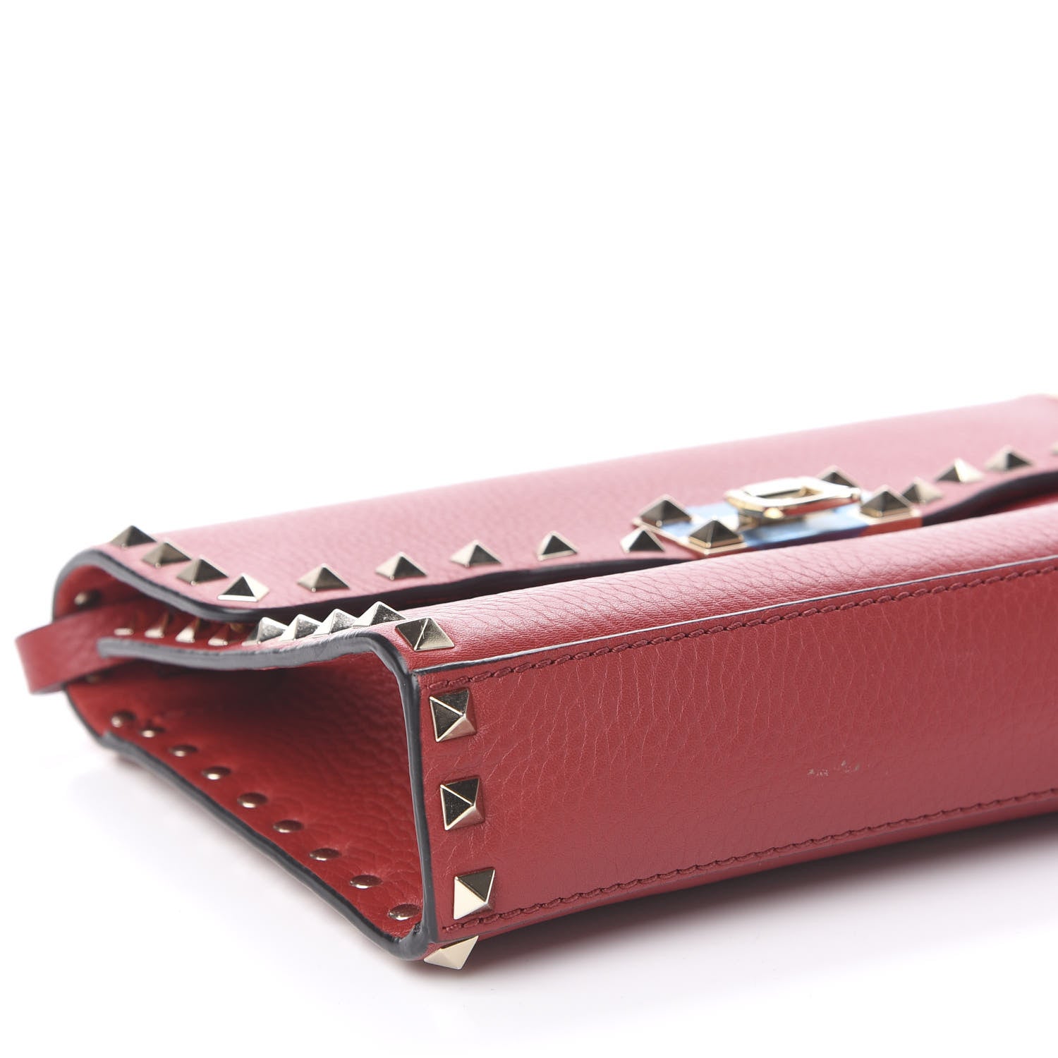 Valentino Garavani Pebbled Calfskin Medium Rockstud Flip Lock Crossbody Bag Red 7 of 10
