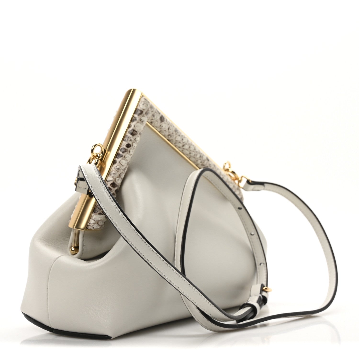 Fendi Shiny Nappa Snakeskin Small Fendi First White Roccia 3 of 10