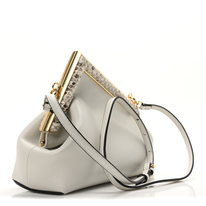 Fendi Shiny Nappa Snakeskin Small Fendi First White Roccia 3 of 10