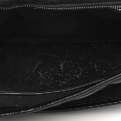 Saint Laurent Patent Crocodile Embossed Lambskin Monogram Medium Niki Chain Satchel Black 14 of 19