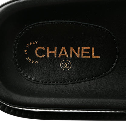 Chanel Lambskin Cha-Nel Mule Sandals 36 Black Multicolor 8 of 10