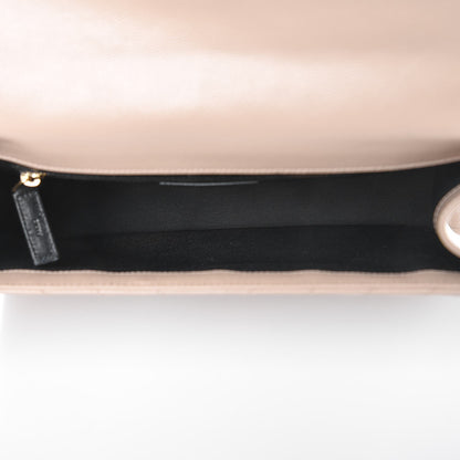 Saint Laurent Grain De Poudre Matelasse Chevron Large Monogram Satchel Dark Beige 5 of 7