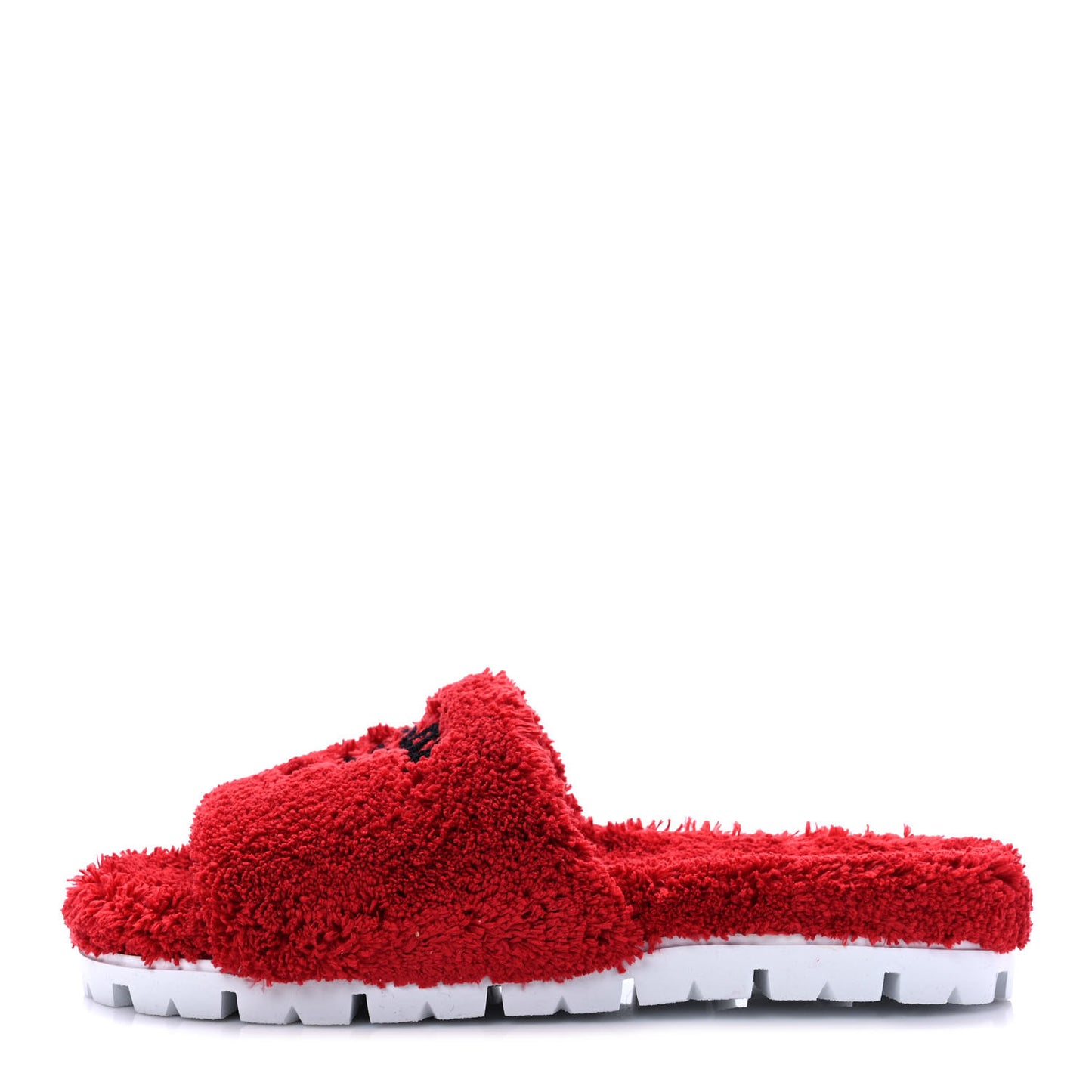 Terry Cloth Logo Lug Sole 20mm Slide Sandals 40 Rosso Black