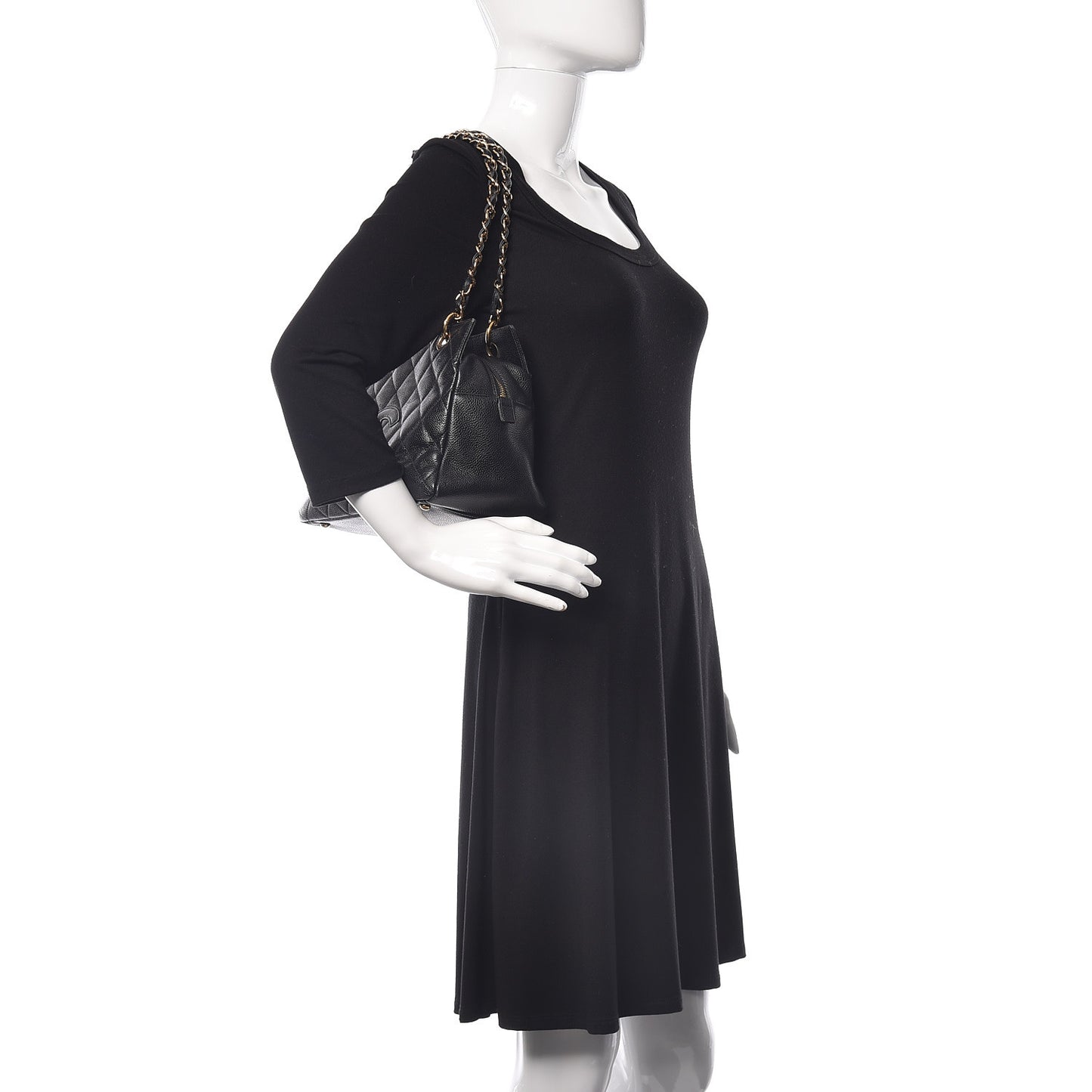 Caviar Quilted Petit Timeless Tote PTT Black
