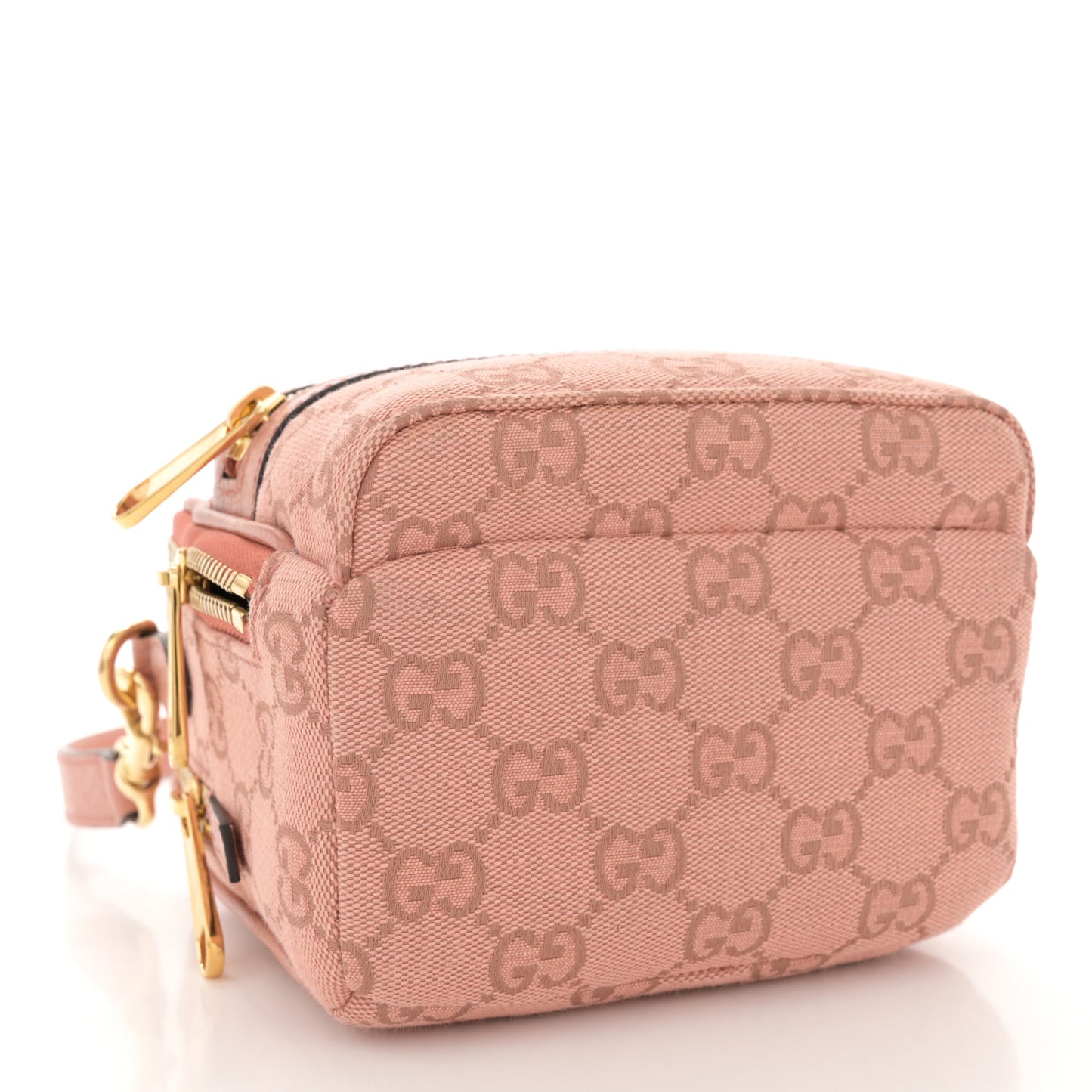 Monogram Textured Dollar Calfskin Mini Ophidia Crossbody Cloche Rose Pink