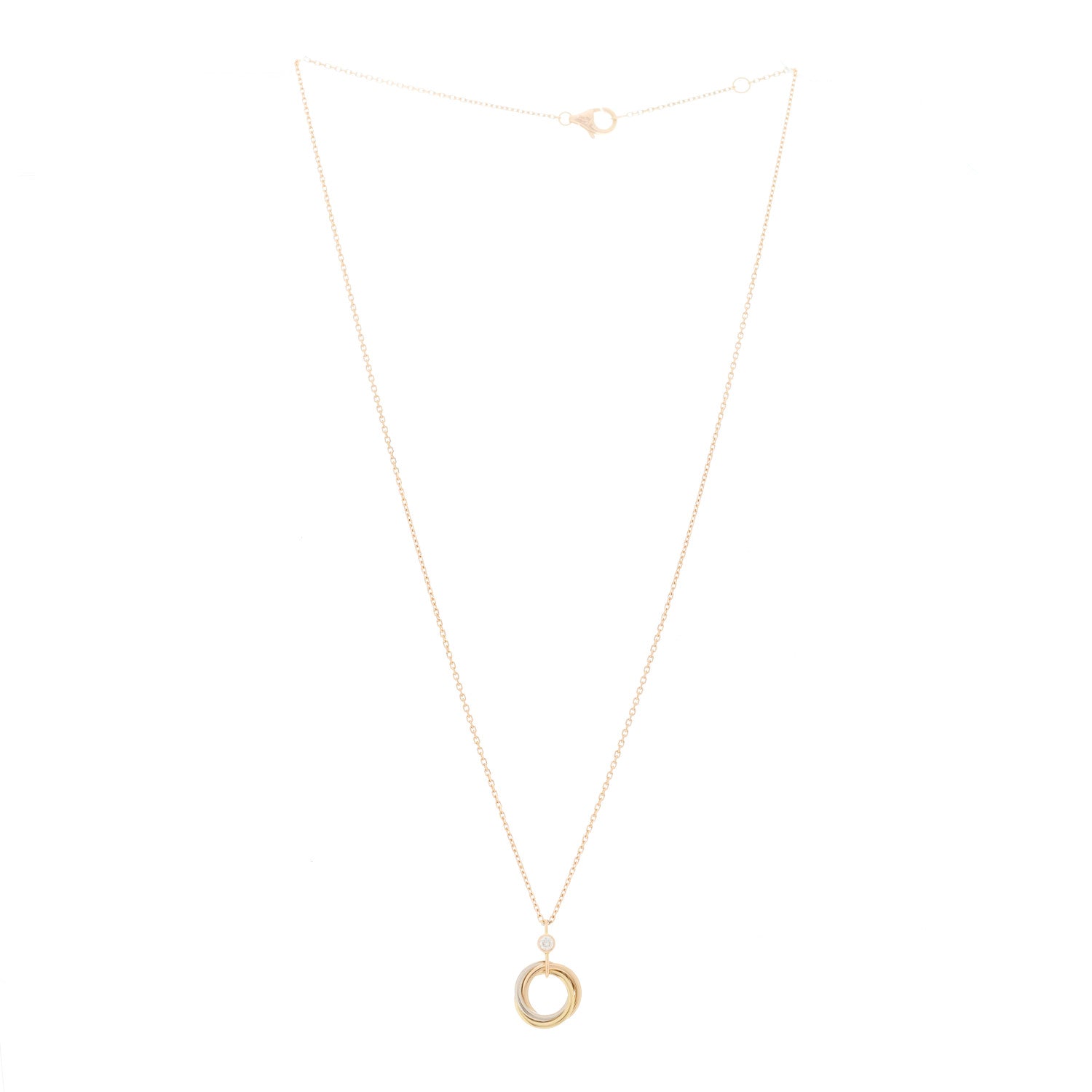 Cartier 18K Pink Yellow White Gold Diamond Trinity Pendant Necklace 3 of 6