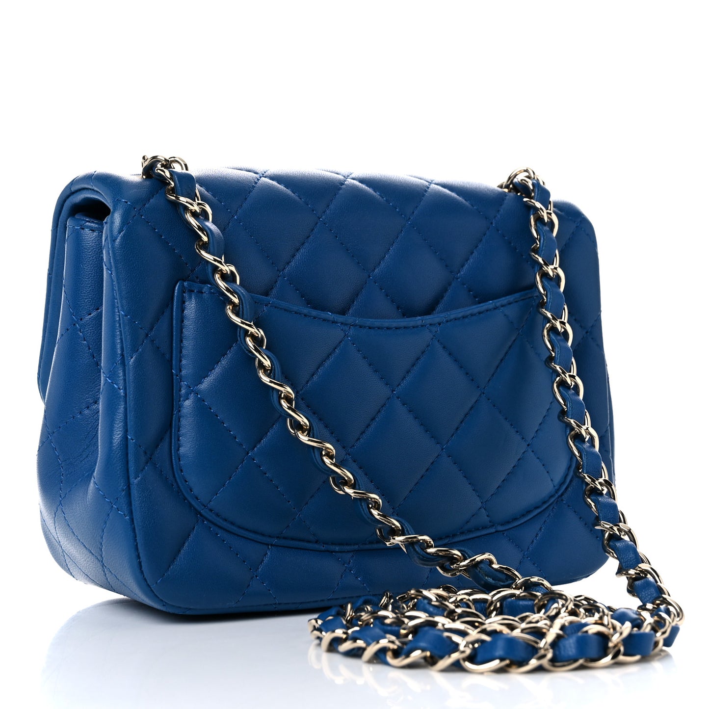 Lambskin Quilted Mini Square Flap Blue