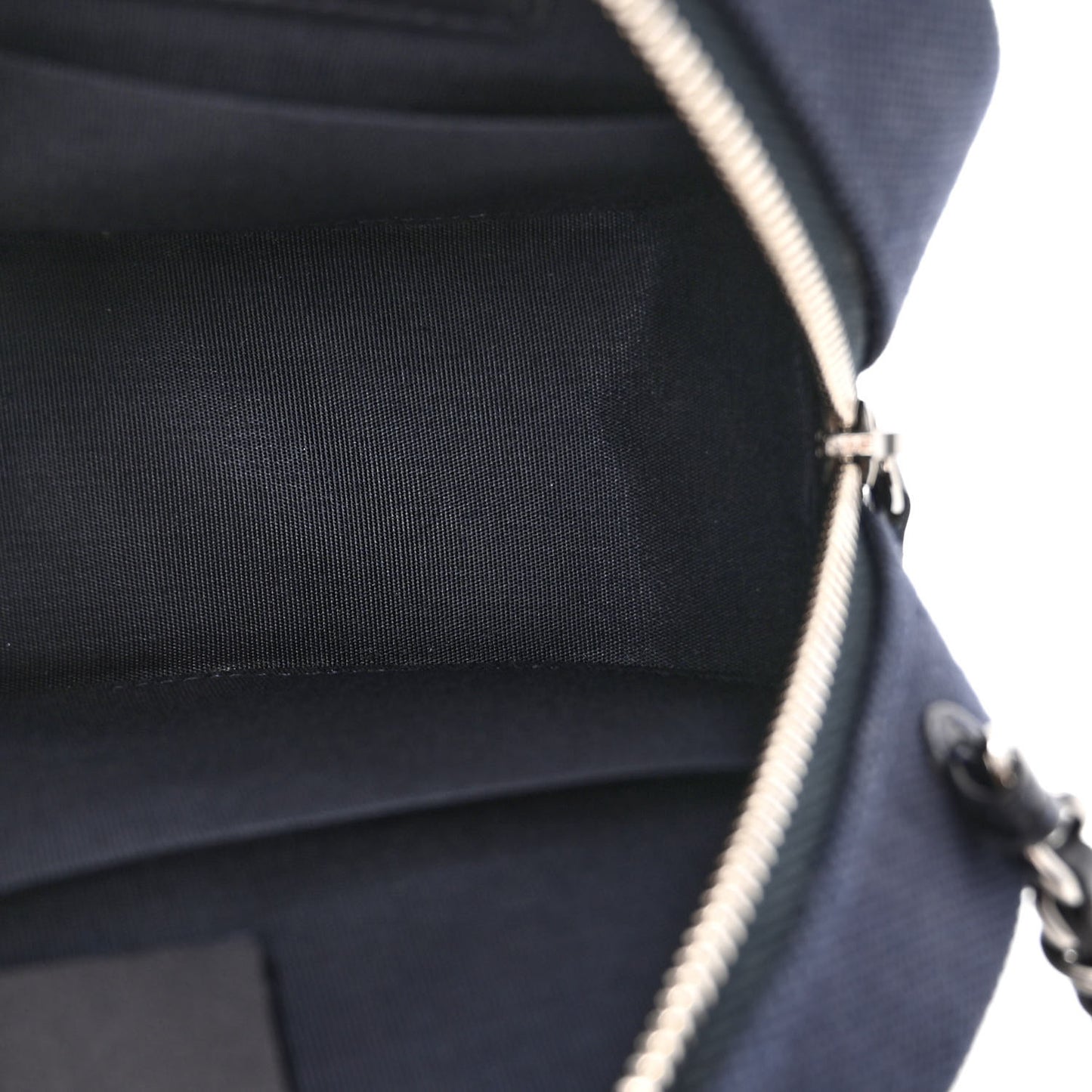 Canvas CC Studded Round Clutch With Chain Navy